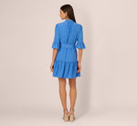 Bell Sleeve Short Shirt Dress In Cool Water 6