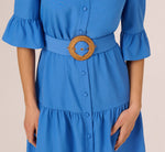 Bell Sleeve Short Shirt Dress In Cool Water 4