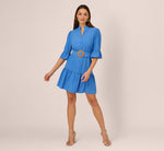 Bell Sleeve Short Shirt Dress In Cool Water 8