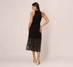 Sleeveless Lace Hem Midi Sheath Dress In Black 6