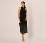 Sleeveless Lace Hem Midi Sheath Dress In Black 3