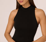 Sleeveless Lace Hem Midi Sheath Dress In Black 5