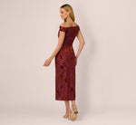 Off Shoulder Burnout Velvet Midi Dress In Amber 6