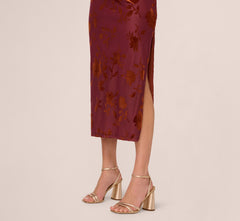 Off Shoulder Burnout Velvet Midi Dress In Amber