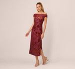 Off Shoulder Burnout Velvet Midi Dress In Amber 2