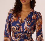 Long Sleeve Paisley Stripe Short Dress In Blue Multi 4