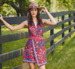 Sleeveless Paisley Wrap Skirt Short Dress In Brown Multi 1