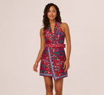 Sleeveless Paisley Wrap Skirt Short Dress In Brown Multi 3