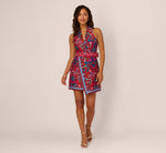 Sleeveless Paisley Wrap Skirt Short Dress In Brown Multi 8