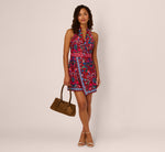 Sleeveless Paisley Wrap Skirt Short Dress In Brown Multi 2