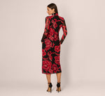 Long Sleeve Floral Mesh Bodycon Midi Dress In Black Multi 6