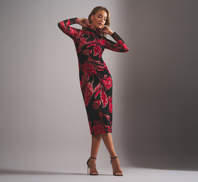 Adrianna Papell Mock Neck Ruched Maxi Dress Adrianna Papell Mock Neck Ruched Maxi Dress
