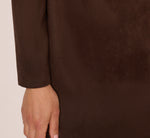 Long Sleeve Microsuede Shift Dress In Dark Brown 5
