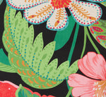 3D Tropical Floral Cotton A Line Midi Dress In Black Multi 5