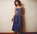 Drop Waist Chevron Cotton Midi Sundress In Navy Ivory 1