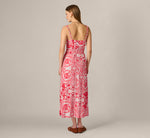 Crochet Trim Ikat Print Midi Sundress In Red Blue 6