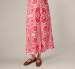 Crochet Trim Ikat Print Midi Sundress In Red Blue 5