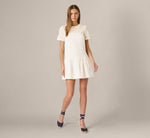 Short Sleeve Drop Waist Cotton Eyelet Shift Dress In Ivory 7