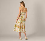 Cotton Vintage Floral Midi Sundress In Pale Yellow 6