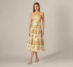 Cotton Vintage Floral Midi Sundress In Pale Yellow 3