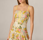 Cotton Vintage Floral Midi Sundress In Pale Yellow 4