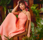 Drop Waist Seersucker Beaded Strap Sundress In Coral 1