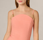 Drop Waist Seersucker Beaded Strap Sundress In Coral 4