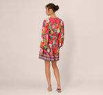 Bishop Sleeve Tropical Floral Short Dress In Red Multi 5