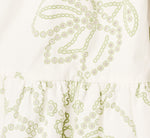 Cotton Floral Eyelet Belted Short Dress In Ivory Sage 7