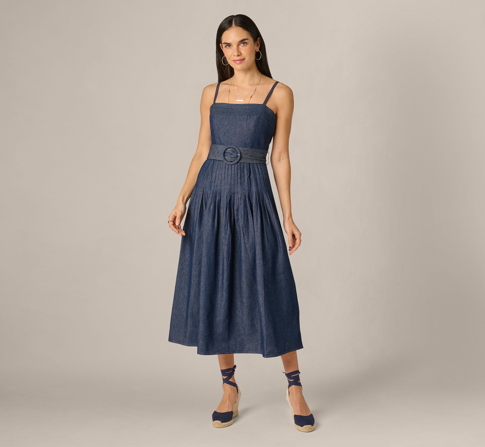denim blue bridesmaid dresses Montsand DENIM BLUE CORSET MIDI DRESS main image 0