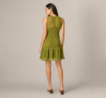 Cotton Mesh Floral Short Dress In Dark Moss 5