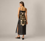 Floral Printed Satin Midi Slip Dress In Black Multi 6