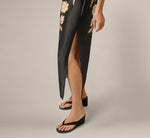 Floral Printed Satin Midi Slip Dress In Black Multi 5
