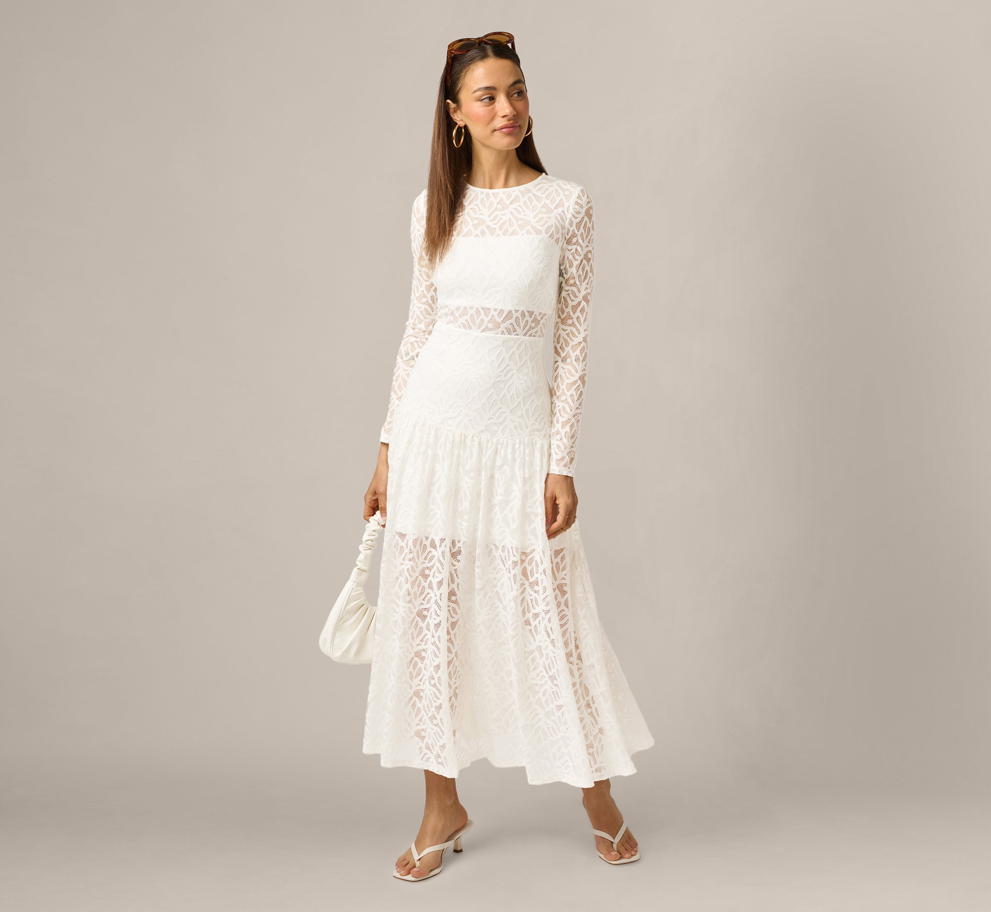 knee length dresses for ladies Jane Summers Strapless Flattering White Lace Midi Wedding Rehearsal Bridal Dress 10 / White , Female , Adult main image 0