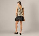 Embroidered Cotton Drop Waist Bubble Dress In Black Ecru 5