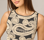 Embroidered Cotton Drop Waist Bubble Dress In Black Ecru 3