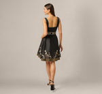 Floral Embroidered Cotton Short Dress In Black Multi 5
