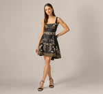 Floral Embroidered Cotton Short Dress In Black Multi 2