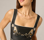 Floral Embroidered Cotton Short Dress In Black Multi 3