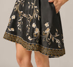 Floral Embroidered Cotton Short Dress In Black Multi 4