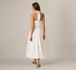 Smocked Seersucker Halter Midi Dress In Ivory Multi 6