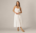 Smocked Seersucker Halter Midi Dress In Ivory Multi 3