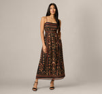 Floral Stripe Print Maxi Sundress In Black Multi 2