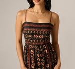 Floral Stripe Print Maxi Sundress In Black Multi 3