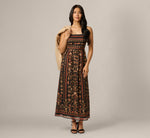 Floral Stripe Print Maxi Sundress In Black Multi 1