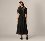 Dolman Sleeve Crinkle Organdy Ankle Length Dress In Black 5