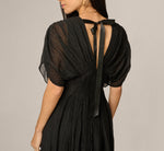 Dolman Sleeve Crinkle Organdy Ankle Length Dress In Black 4