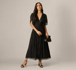 Dolman Sleeve Crinkle Organdy Ankle Length Dress In Black 1