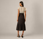 Flutter Sleeve Lace Ruffle Hem Combo Dress In Black Ivory 5