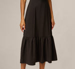 Flutter Sleeve Lace Ruffle Hem Combo Dress In Black Ivory 4